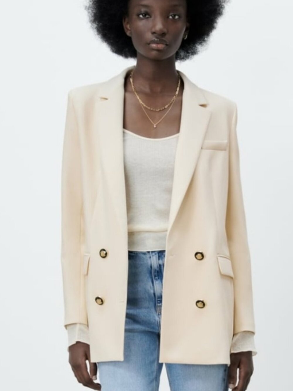 Zara Ecru Tailored Double Breasted Blazer (EUC)